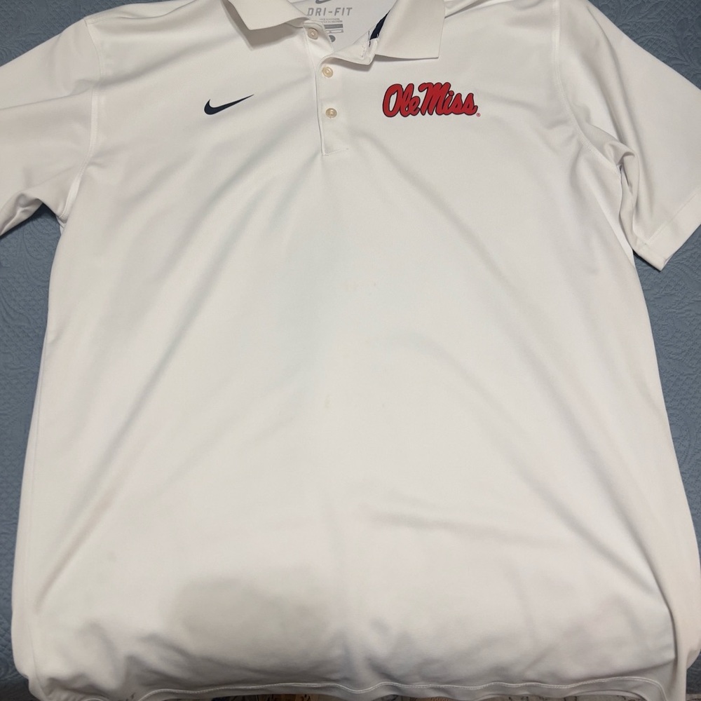 Nike White Polo with Red Ole Miss Logo